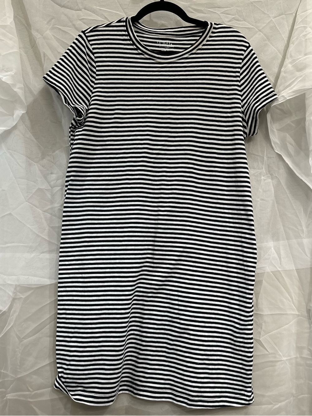 Striped Short-Sleeve T-Shirt Dress - Black & White Striped
